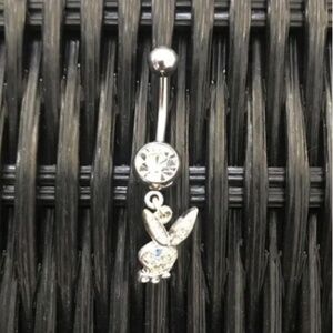 playboy silver crystal belly button navel ring